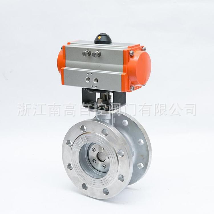 气动法兰蝶阀D643H-16P 304不锈钢气动金属硬密封法兰式蝶阀