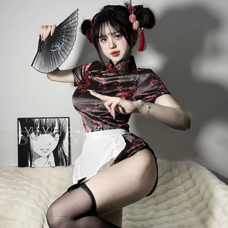 宜约情趣内衣性感新中式纯欲中华娘旗袍日系cos女仆制服套装8975