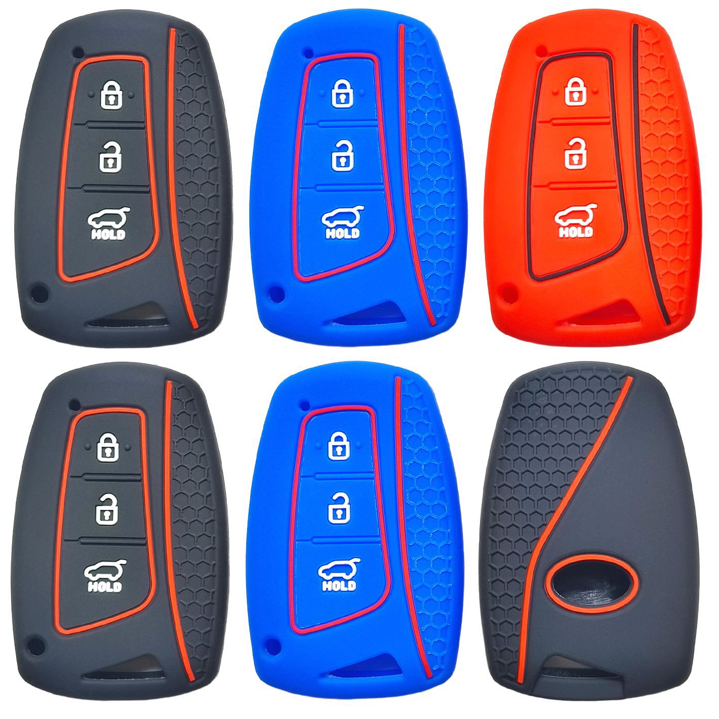 适用3键现代雅尊新胜达进口格越捷恩斯遥控硅胶汽车钥匙包蜂窝款