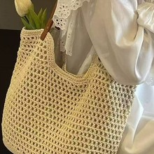 2025夏季新款大容量草编休闲托特包沙滩度假旅行编织单肩斜挎包包