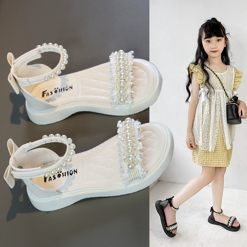 Обувь для девочек Обувь принцессы, большие детские летние новые детские сандалии, модные римские туфли со стразами на мягкой подошве для маленьких девочек
