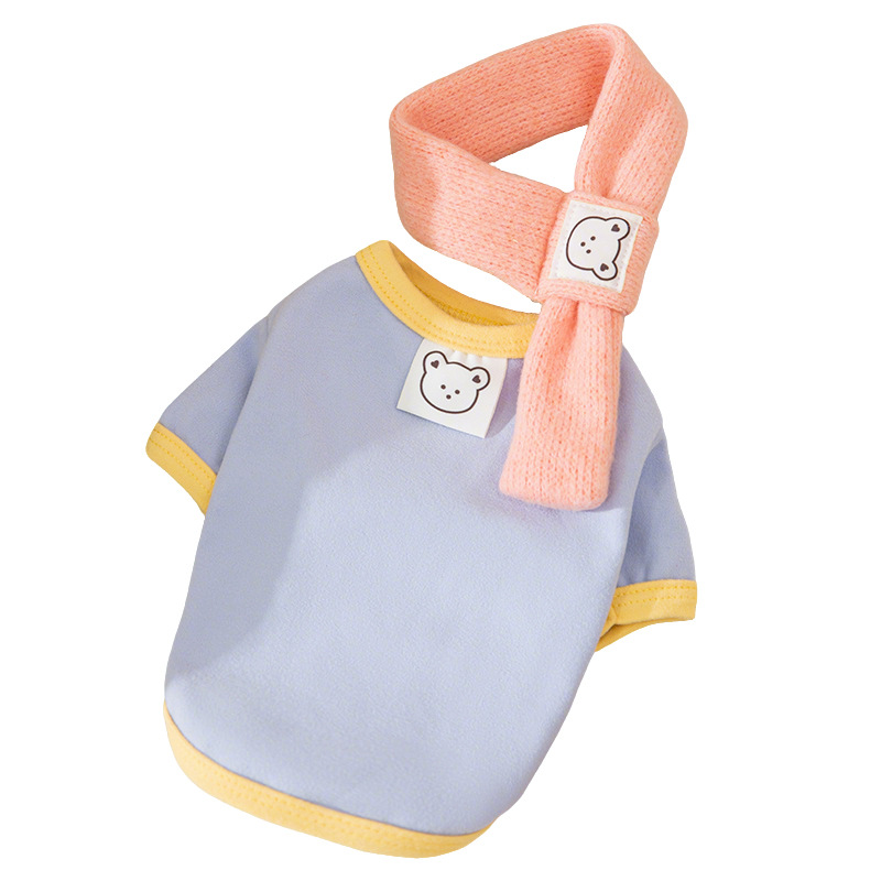 Otoño y invierno nuevo estilo de mascota macarón etiqueta camiseta de oso con ropa de perro y gato fuera