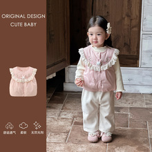 婴幼儿秋冬新款宝宝三件套轻薄羽绒马甲羽绒衣服90白鸭绒马夹外套