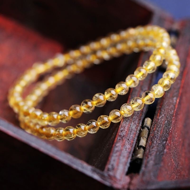 Natural Blonde Crystal Bracelet for Women with Yellow Hair Crystal for Women 4 mm Small Mini Style with Clear Hair and High Transparency