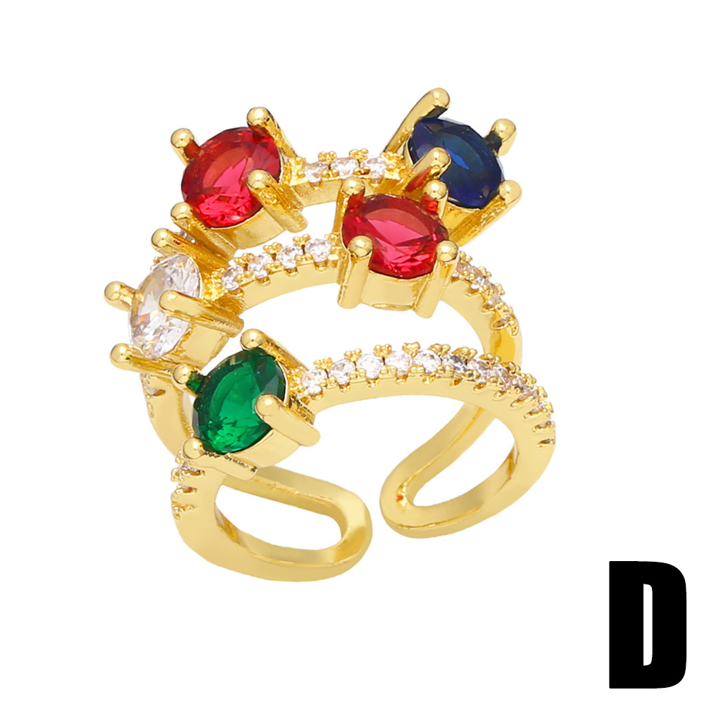 New Vintage Butterfly Copper 18K Gold-plated Inlaid Color Zircon Ring