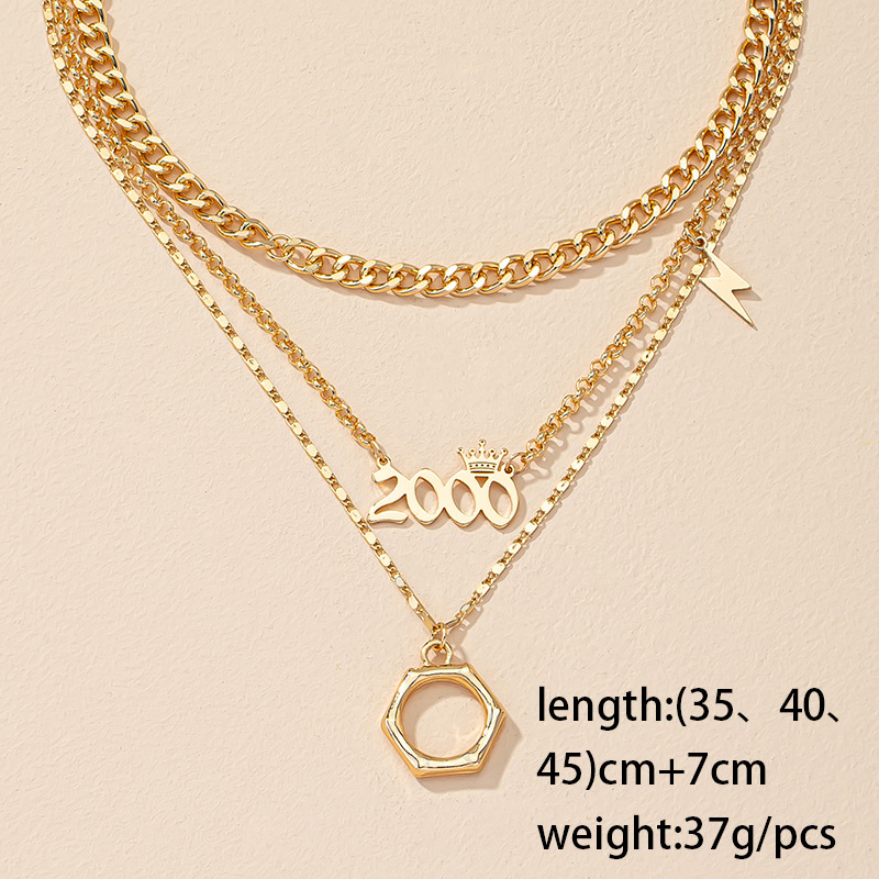 Multi-layered Year 2000 Crown Pendant Necklace Female Fashion Collarbone Chain display picture 1