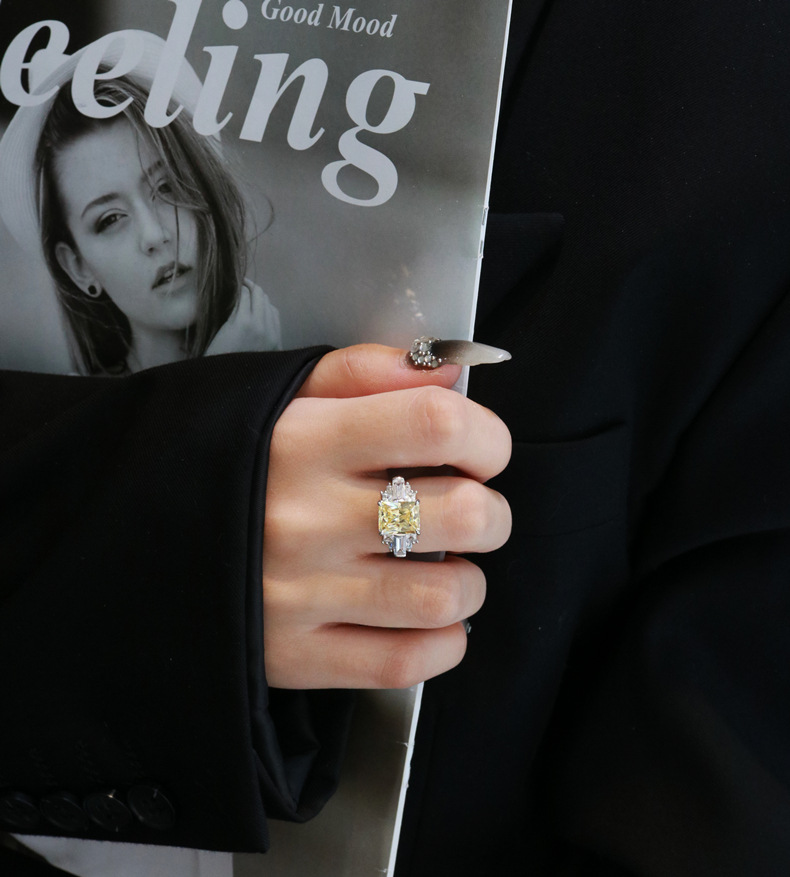 Fashion Geometric Sterling Silver Inlay Zircon Rings 1 Piece