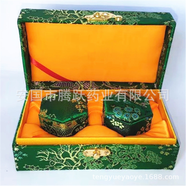 Brocade Hexagonal Honey Pill Gift Box 2 Pack Empty Acrylic Pill Container for Herbal Storage quality and texture