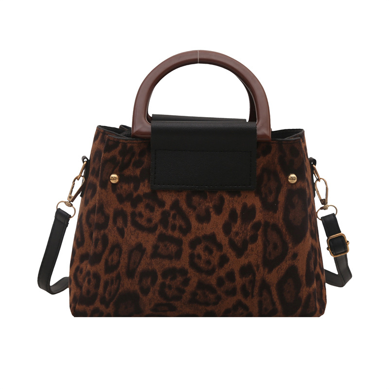 Moda coreana retro leopardo bolso de mano 2025 primavera nueva mujer bolso de hombro de color contraste temperamento bolso cuadrado