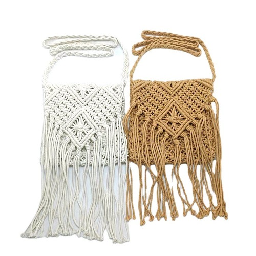  spring new style fresh and sweet luggage and leather goods striped flip bag cotton and linen tassel women's shoulder bag