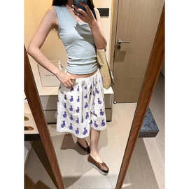 少女卡通猫咪印花睡裤女2026夏季新款大码宽松休闲百搭短裤家居裤