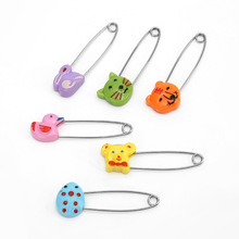 大号不锈钢笑脸动物头儿童安全别针 卡通水果别针 婴儿口水巾别针