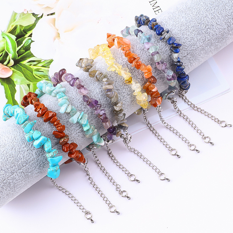 Temu Natural Stone Irregular Gravel Bracelet Simple Women's Colorful Versatile Jewelry Crystal Bracelet Red Agate