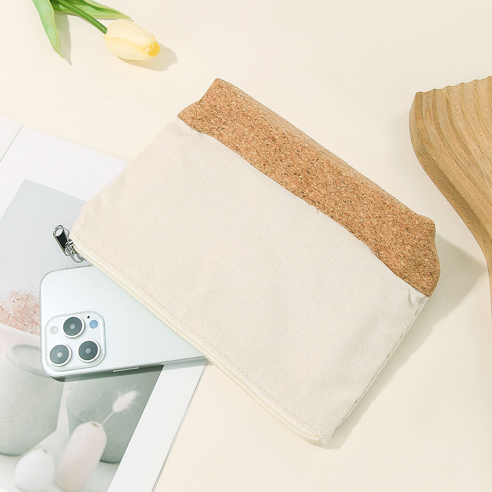 Bolsa de almacenamiento de lona de algodón y corcho original, bolsa de cosméticos con forro, bolsa de embalaje de regalo de alta calidad, se puede personalizar con logotipo y se puede llevar en la mano