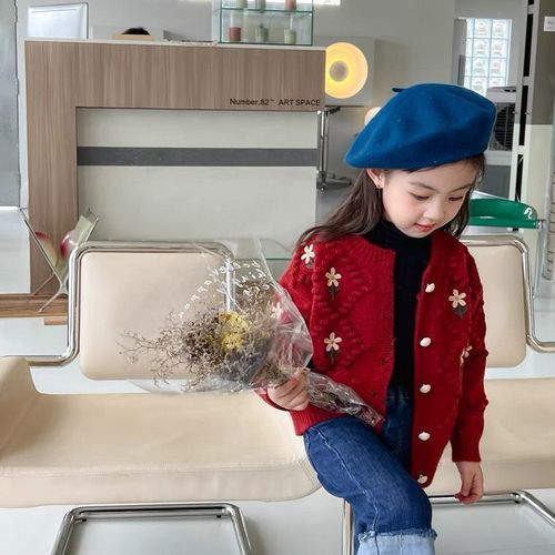 Baby Girl Cardigan Sweater Outerwear Autumn/Winter Princess Style Knitted Sweater Fashion Girl Baby Red Christmas Sweater