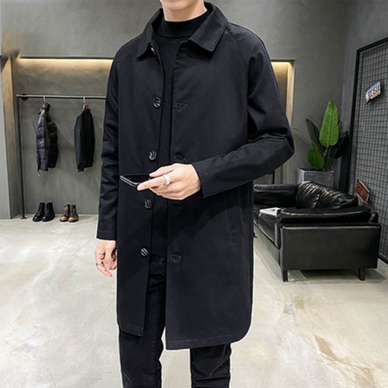 Mid-Length Trench Coat for Men, New Spring and Autumn Style, Lapel Casual Jacket, Korean Style, Loose Business Casual, Handsome, Thin, Plus Size Mid-Length Trench Coat for Men, New Spring and Autumn Style, Lapel Casual Jacket, Korean Style, Loose Business Casual, Handsome, Thin, Plus Size