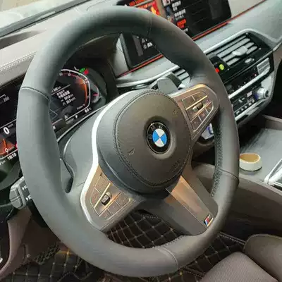 Steering wheel cover: 3 Series X1X3X5X7 Luxury 6Gt - microfiber-leather-black-leather-green-thread-full-leather-without-holes-be-sure-to-leave-a-message-to-note-the-year-and-model-38cm