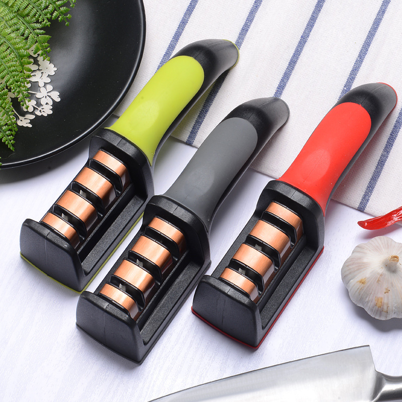 Molino de cuchillo de cocina de tres secciones, afilador rápido doméstico, multifuncional, piedra de afilar cuchillo de cocina, herramienta de afilar bien portátil