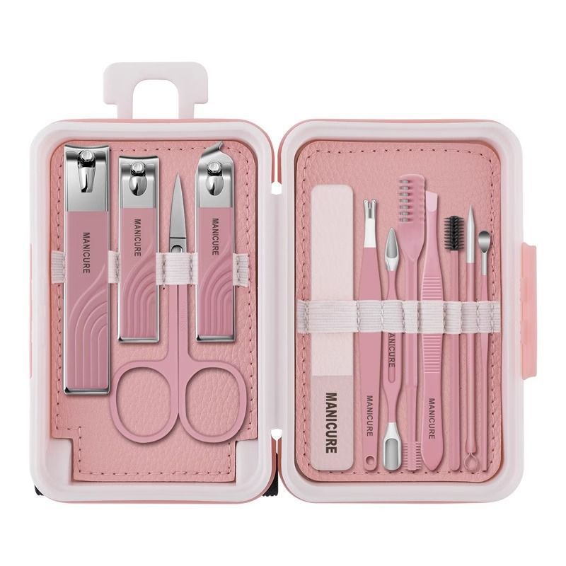 Kit completo de cortador de uñas Kit de pinzas de uñas Kit de herramientas de caja de almacenamiento de manicura de dedo Maleta de viaje Herramientas de pedicura