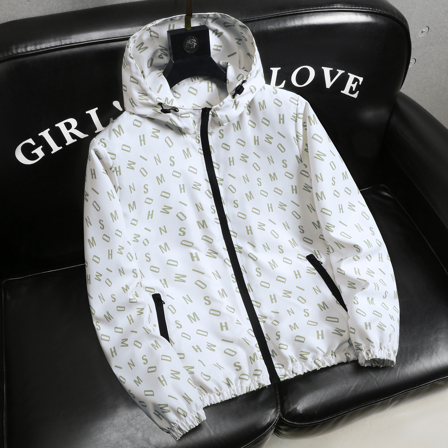 Men's Clothing Trendy Men's Hooded Jacket Spring Style High End Versatile Letter Print Casual Light Jacket For Formal & Casual_viptrois.com