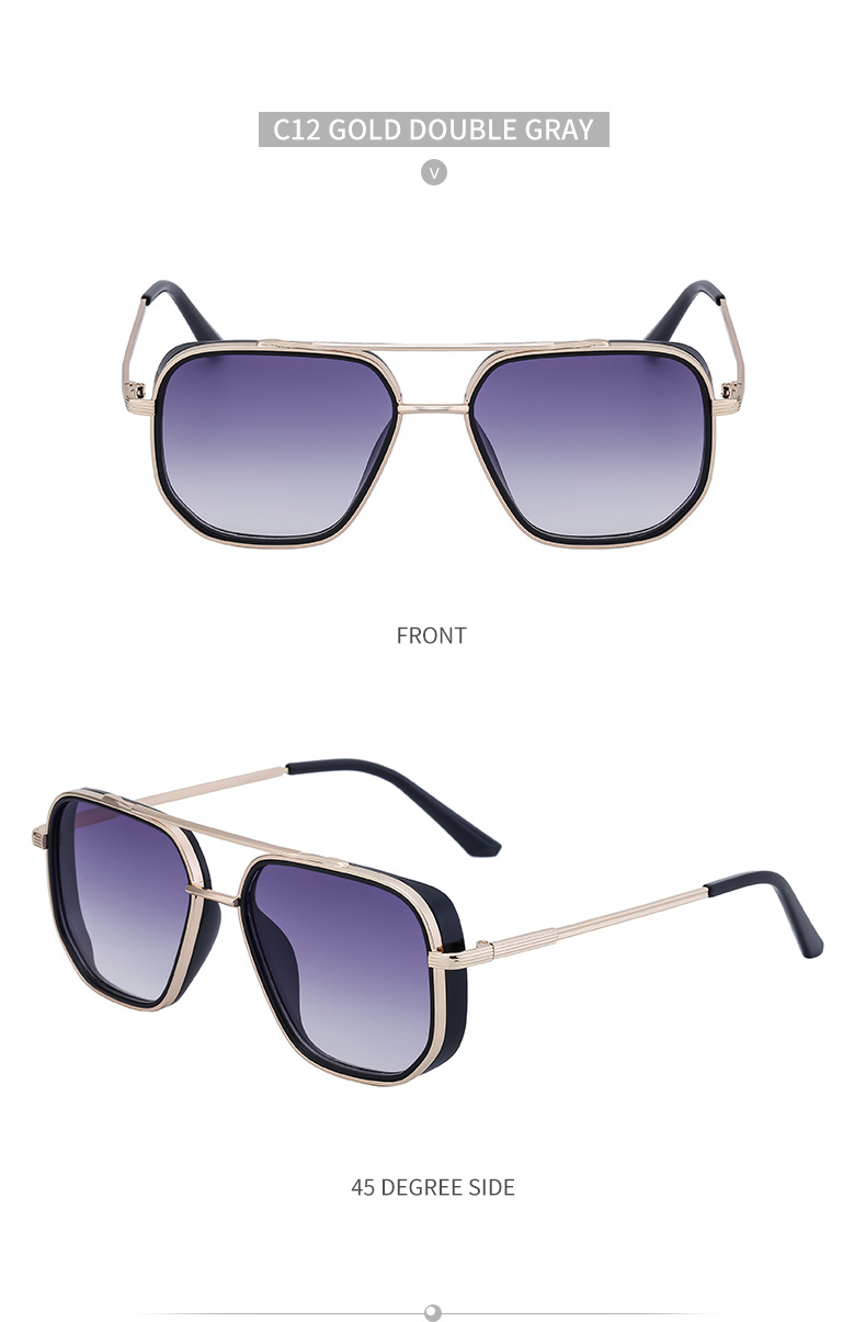 Lunettes de soleil polyvalentes décontractées et polyvalentes, Style Punk européen et américain pour hommes, boîte rétro, nouvelle tendance 2024_voghion.com