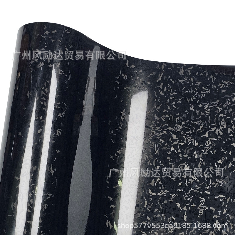 Pet High-Gloss Forged Flame-Pattern Carbon Fiber Matte Interior Trim Glossy Black Rearview Mirror Full Body Sticker Film