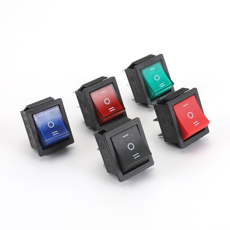 KCD4船型开关 翘板开关4脚6脚2档三档带灯 16A250V