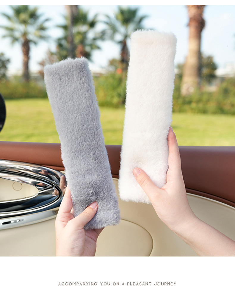 Blue Rain Seat Belt Shoulder Pads Casual Imitation Rabbit Fur Car Soft Anti-Strangle Protective Cover Winter Stuffed Car Shoulder Pads