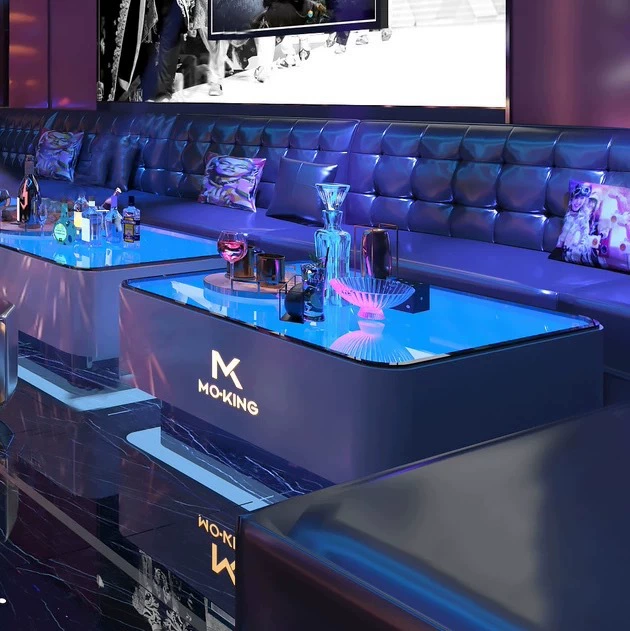 Индивидуальный светящийся кофейный столик для караоке-баров, набор кофейных столиков из нержавеющей стали с каменной столешницей, барная стойка для клубов, отдельно стоящий стол, барная стойка для частных комнат.