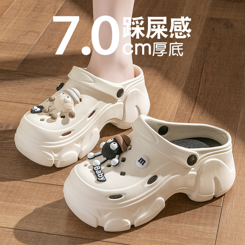 Thick-soled anti-slip outdoor hole sandals for women 2025 summer EVA with a squishy feel and heightening beach cool sandals