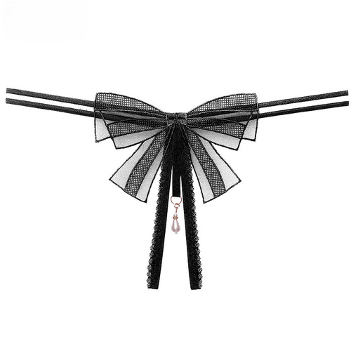 Mikle Lady Drop-Waist Transparent Triangle Panties with Bow, Sexy and Seductive, Low-Waisted, for Women