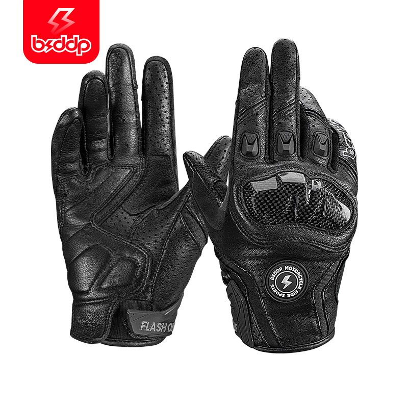 BSSDDP 오토바이 크로스 컨트리 라이딩 풀 핑거 장갑 여름 통기성 남녀 양가죽 장갑 탄소 섬유 보호 쉘