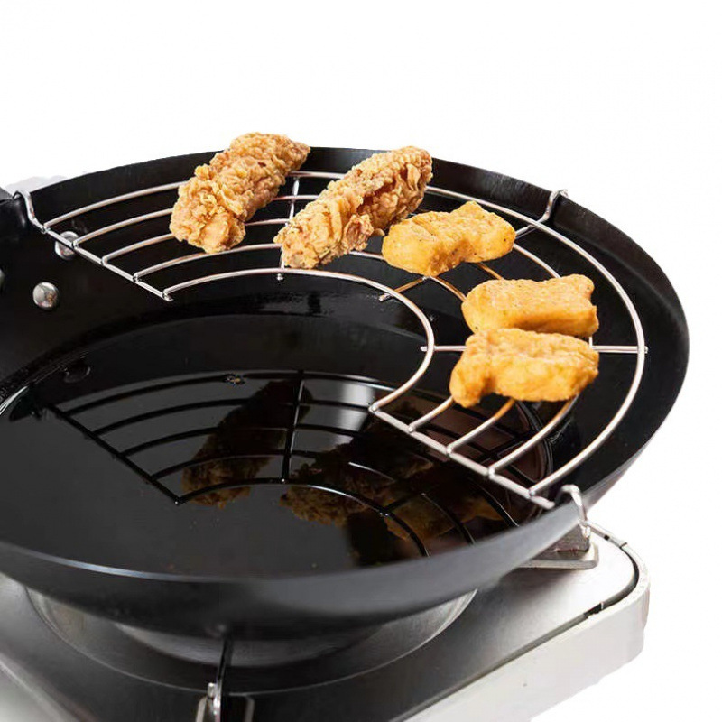 marco de drenaje de aceite semicircular vapor de vapor de acero inoxidable marco de filtro de aceite de borde de la olla marco de drenaje de aceite freidora barrera de aceite