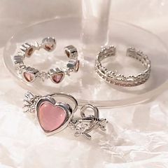 ピンクの愛の指輪の女性の大衆の設計の高級感の少女の粉のドリルの軽い豪華さの独特な調節可能なファッションの個性の潮