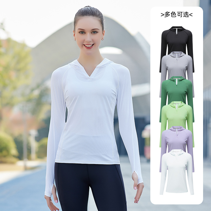 Damas rápidas secas al aire libre montañismo manga larga nueva ropa de yoga transpirable manga larga cuello redondo entrenamiento de acondicionamiento físico camiseta deportiva