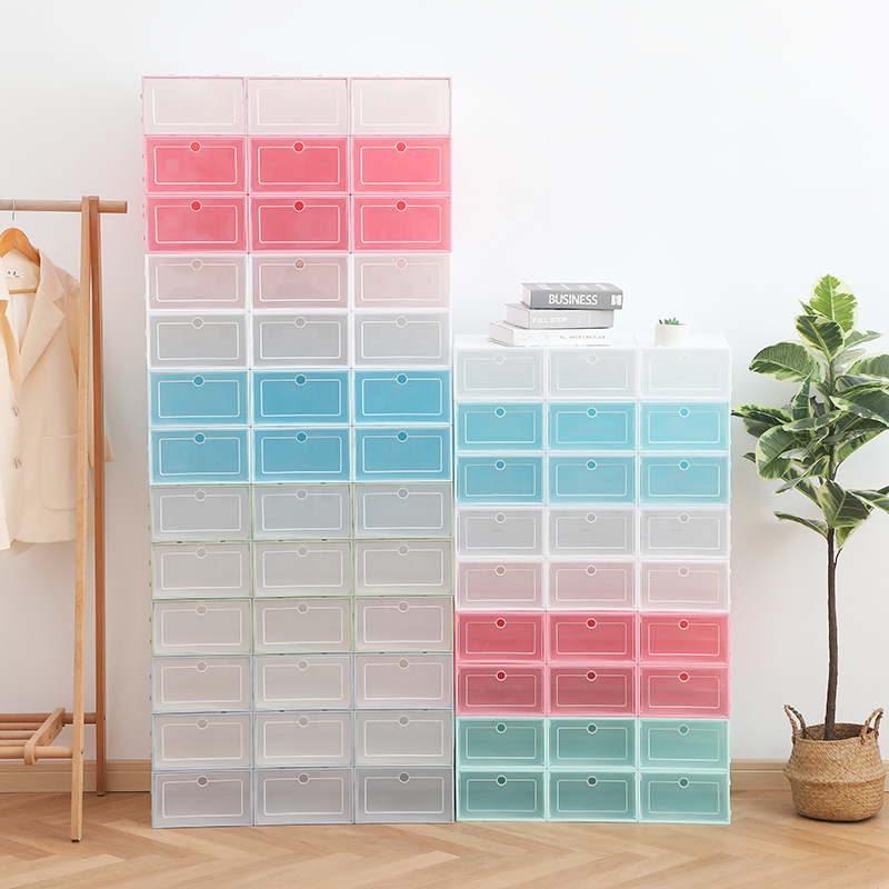 Shoes Storage Box Pp Transparent Plastic Shoe Box Dustproof Moisture-Proof Storage Japanese Flip Drawer Box Wholesale