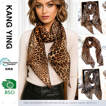 复古时髦领巾雪纺黑白波点丝巾秋冬辣妹长条飘带薄款围巾豹纹发带