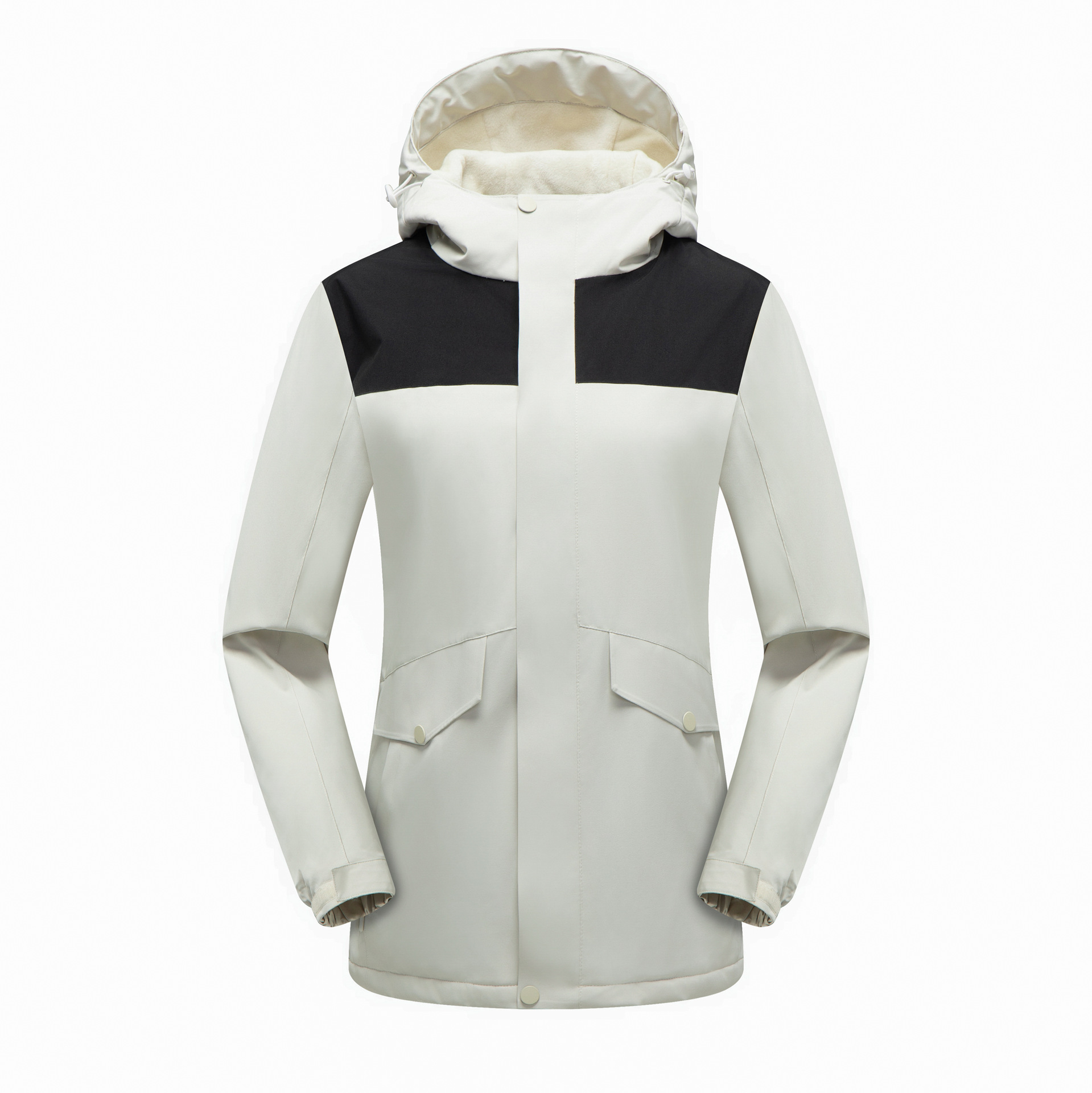 Chaqueta de trabajo unisex, impermeable, cortavientos, con forro polar, gruesa, con capucha desmontable, logotipo personalizable, de alta gama.