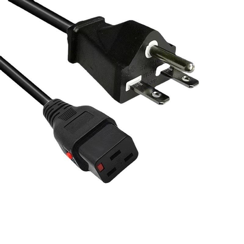 Hot sale American standard three core with lock C19 power cord American gauge plum blossom tail word tail 16a high power industrial plug