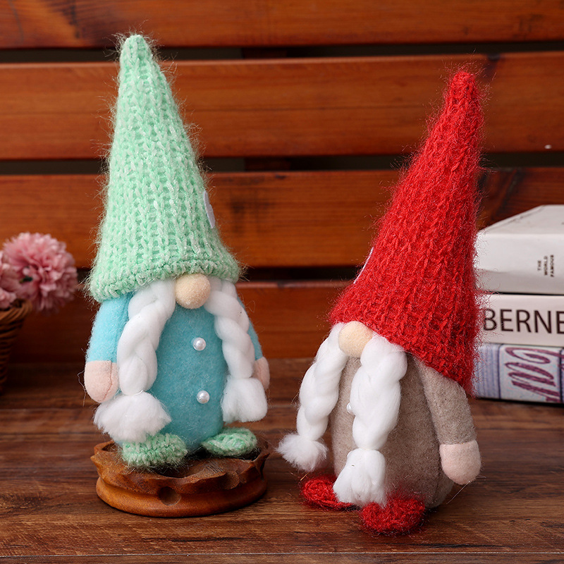 Cross-border knitted hat Rudolph love doll window doll ornaments Christmas decorations Christmas tree