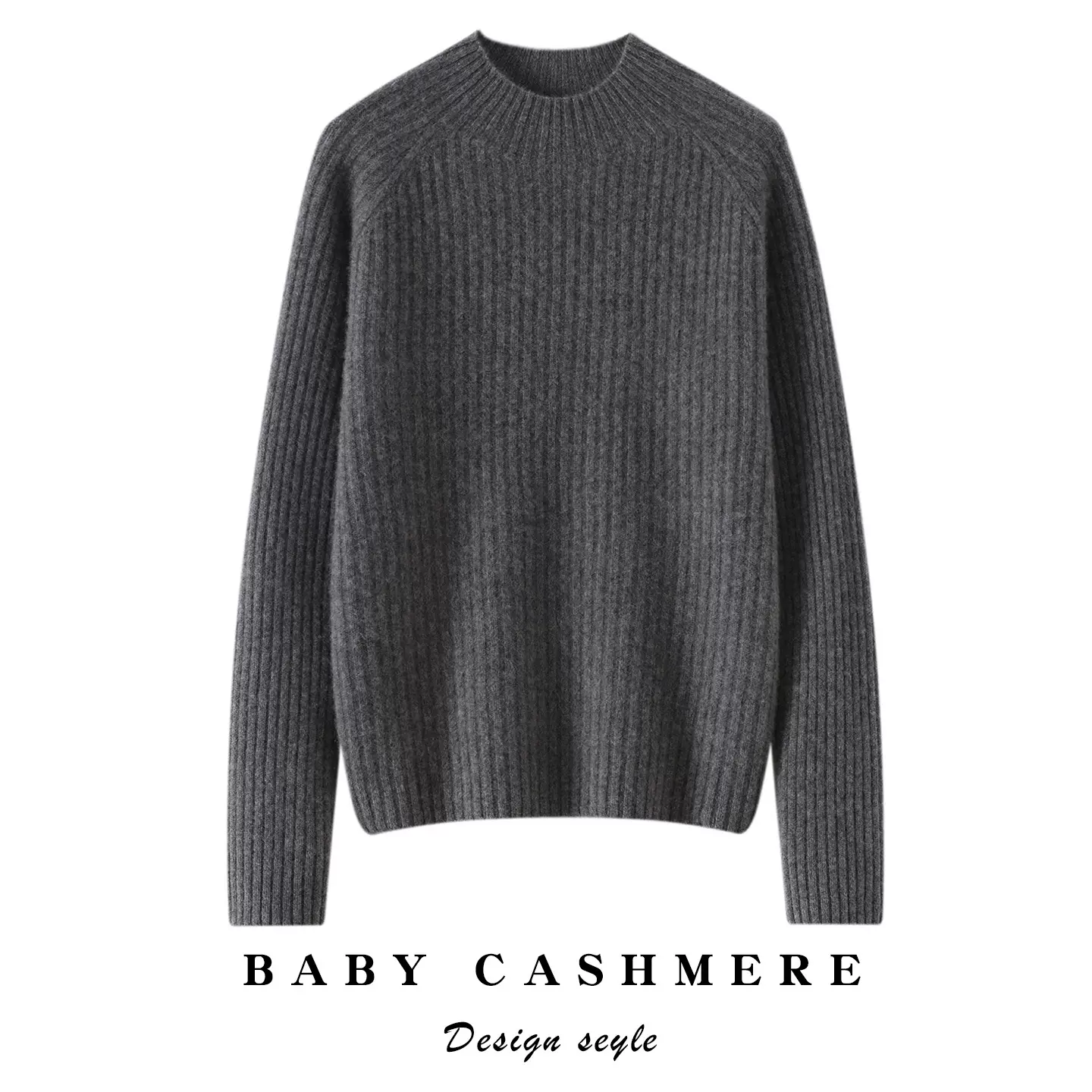 欧货纯羊绒坑条纹半高领小众设计潮流风修身显瘦羊毛衫女套头上衣