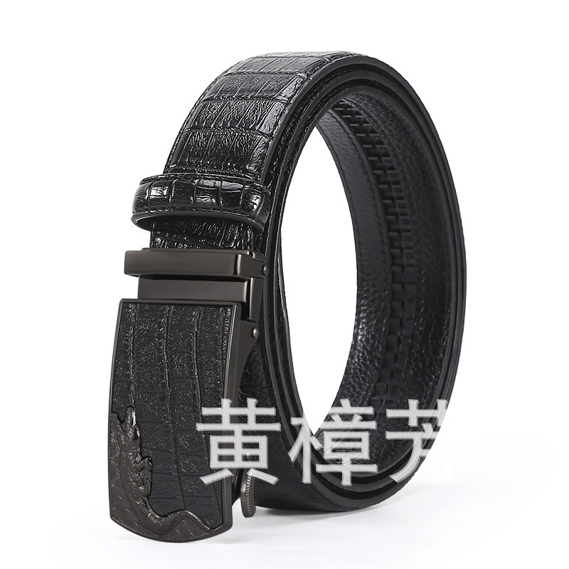 Cocodrilo hombres cinturón de negocios automático hebilla cinturón joven simple de alta gama pura piel de vaca pantalones cinturón de fábrica al por mayor