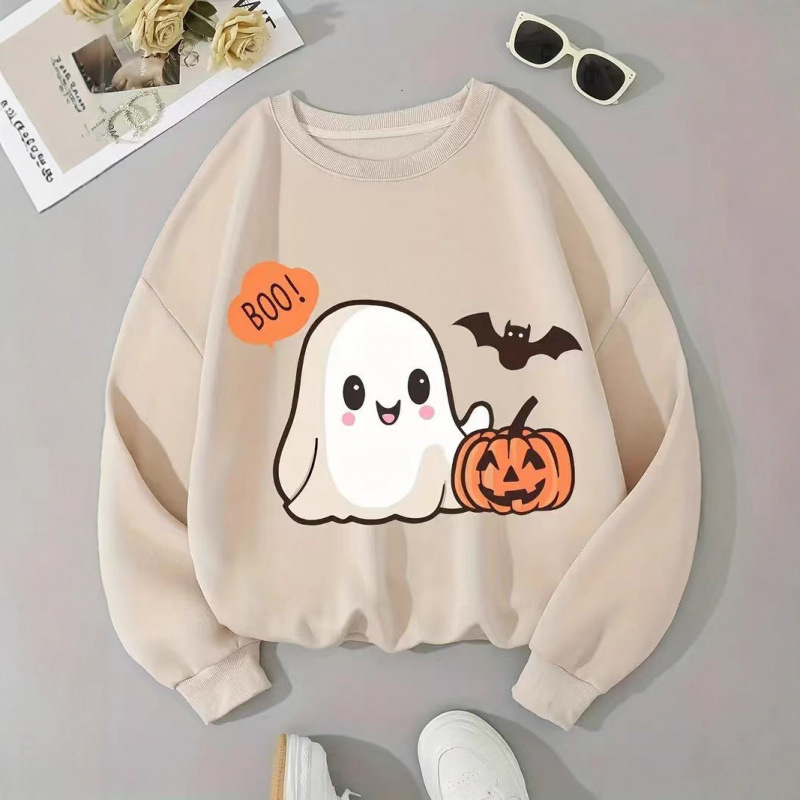 Cross-border foreign trade 2025 new hooded sweatshirt Halloween ghost pumpkin autumn and winter European and American versatile long sleeve