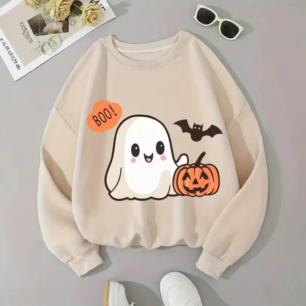 Cross-border foreign trade 2025 new hooded sweatshirt Halloween ghost pumpkin autumn and winter European and American versatile long sleeve