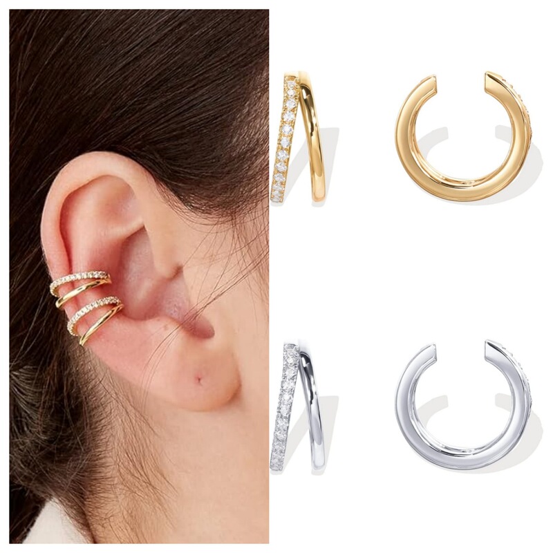 Gold-Plated Cubic Zirconia Sparkling Round Huggie Earrings for Women, Gold Earrings That Clip onto the Cartilage Gold-Plated Cubic Zirconia Sparkling Round Huggie Earrings for Women, Gold Earrings That Clip onto the Cartilage