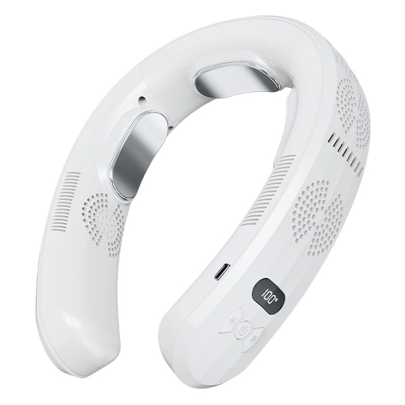 Transfronterizo 2024 nuevo ventilador de cuello colgante de refrigeración sin hojas, silencioso perezoso, pantalla digital portátil de gran capacidad, pequeño ventilador para exteriores