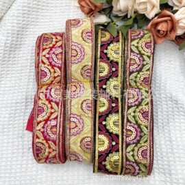 新款4.5cm宽电脑刺绣珠片条码 民族风花边辅料服装装饰配件