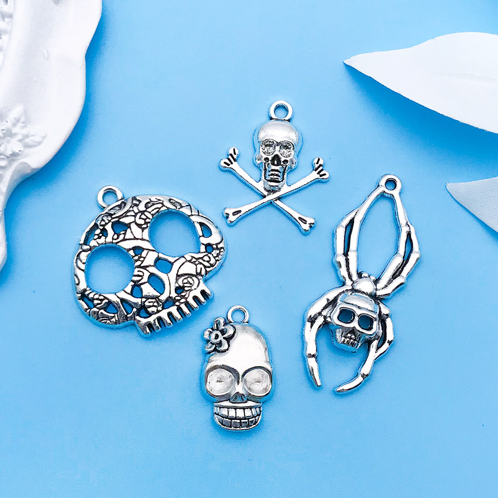 2g Weight Pendant Jewelry Making Type DIY Jewelry Accessories Classification 1 Piece Quantity Alloy Material Halloween Festival Skull Pattern Retro, Funny Style 1 Piece Alloy Skull Pendant DIY Jewelry Accessories 6
