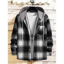 A 76414 Hooded plaid couple's shirt ��ñ�������³����羳