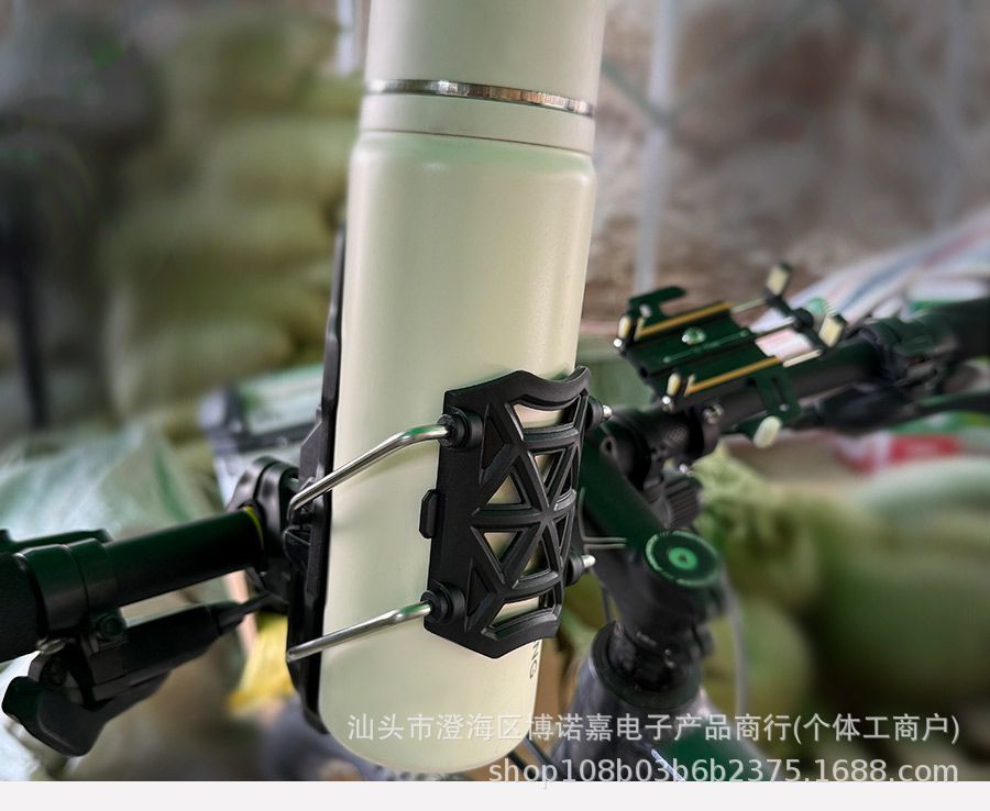 Electric Vehicle Cup Holder, No-Drill Adaptive Motorcycle Cup Holder, Mountable on Guardrails, Rotatable for Delivery Riders